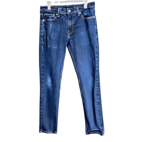 Levis 511 Slim Fit Jeans Mens 33x32 Dark Wash Blue Stretch Denim Classic Work - Picture 2 of 16